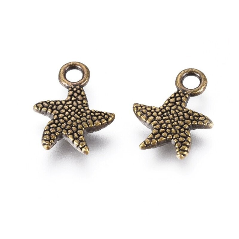 Antique Bronze Starfish Charm, 16x12mm