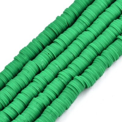 Polymer Clay Heishi Bead Strand, Green, 6mm