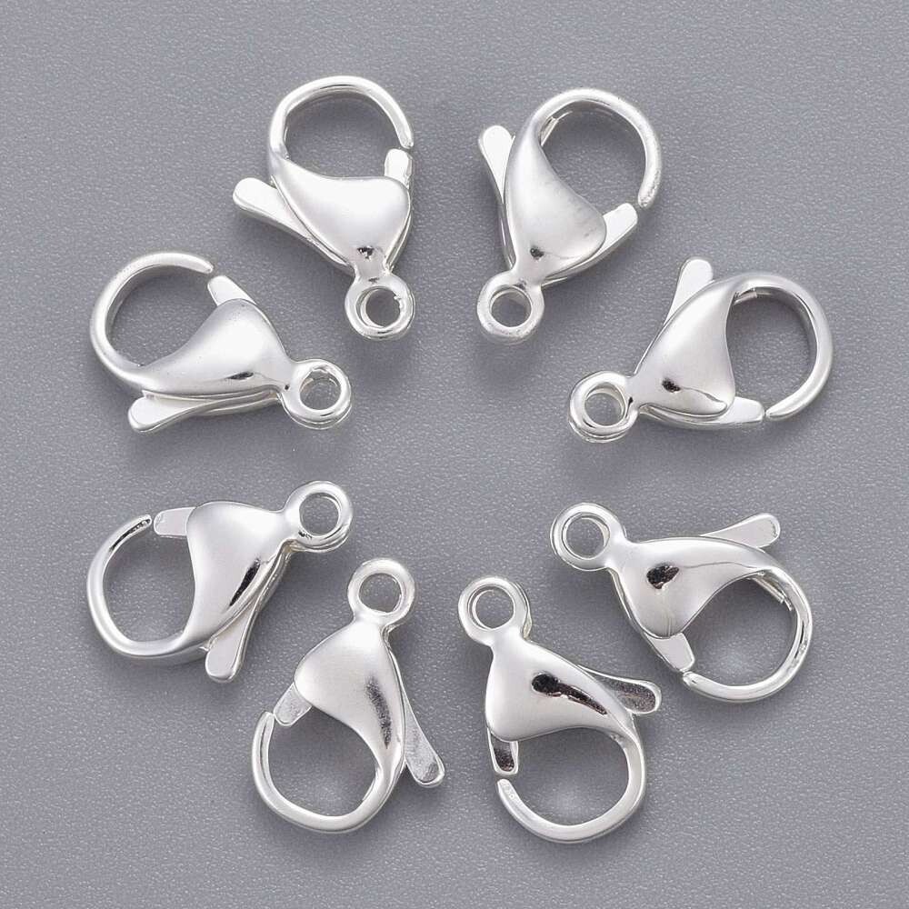 10 x Stainless Steel Lobster Clasps & Jump Rings, 13x8mm