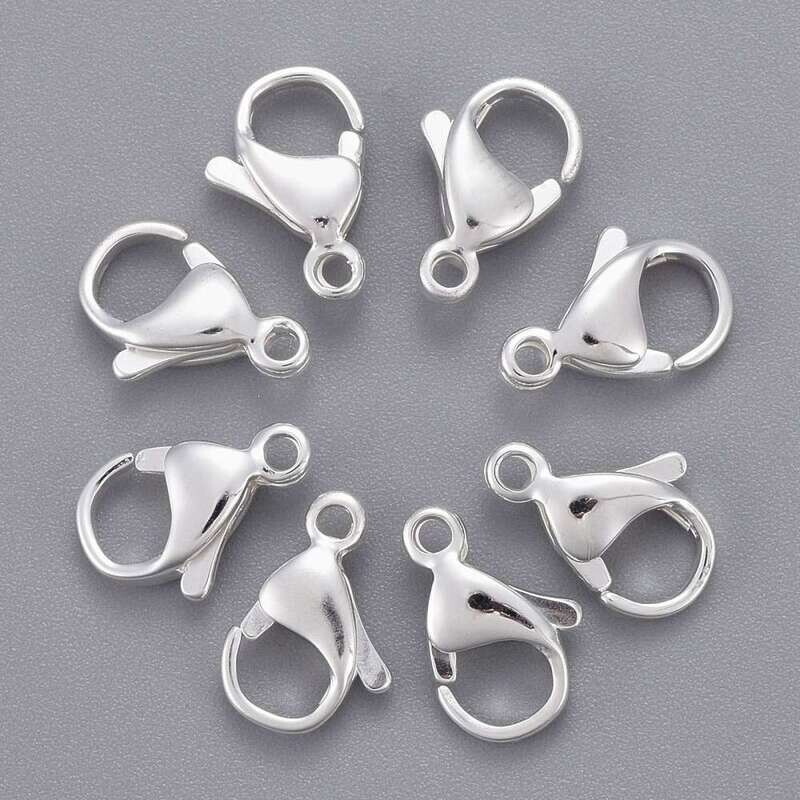 10 x Stainless Steel Lobster Clasps & Jump Rings, 13x8mm