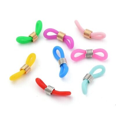 10 x Rubber Loop Ends for Glasses, Mixed Colours