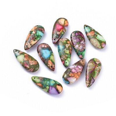 Imperial Jasper Teardrop Pendant, 35x15x6mm