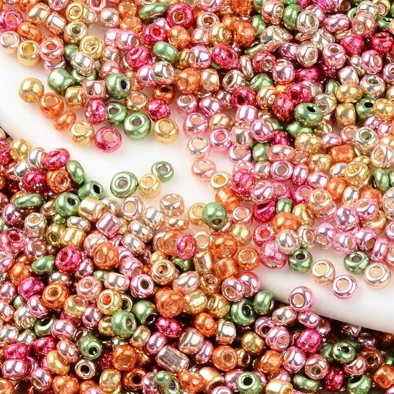 Seed Beads in Metallic Autumnal Shades, Size 8, 3mm
