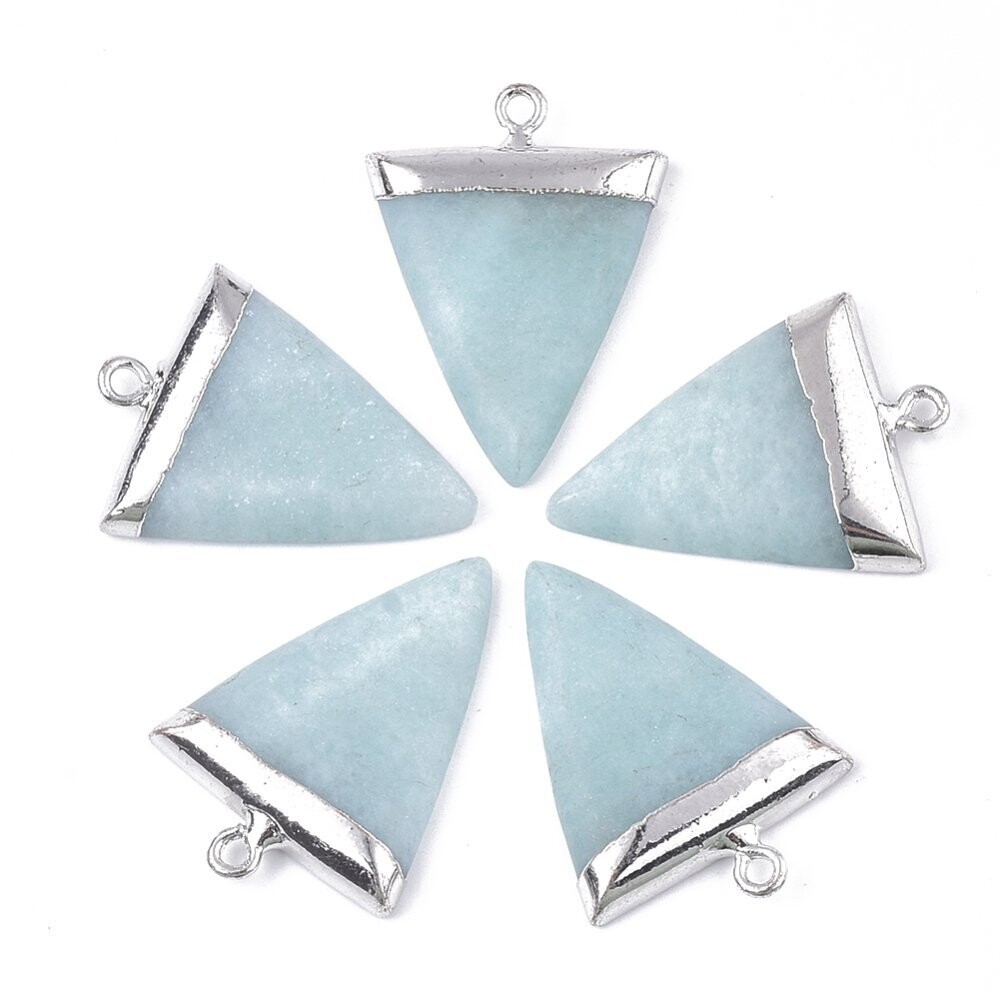 Natural Amazonite Triangle Pendant, 32x23x5mm