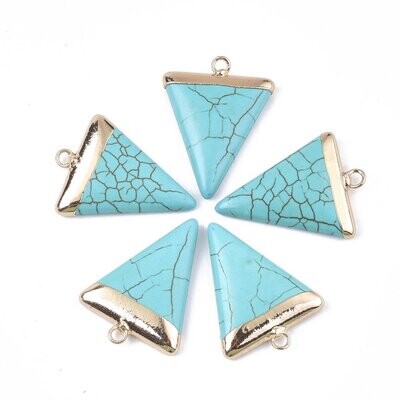 Synthetic Turquoise Triangle Pendant, 32x23x5mm