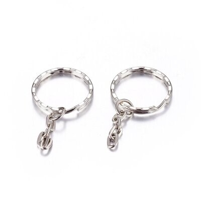 10 x Antique Silver Keyring Chains, 21mm