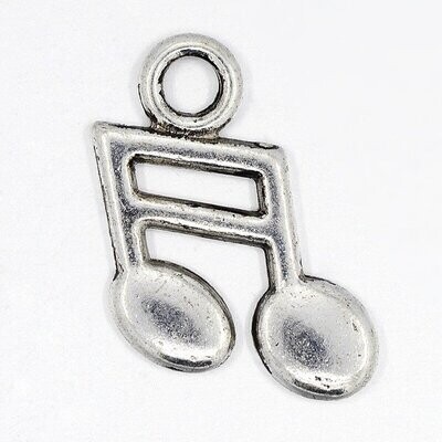 Antique Silver Musical Note Charm, 19x13mm