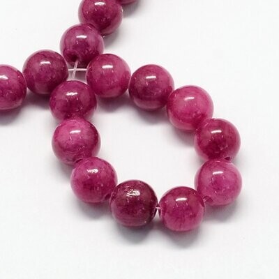 Dyed Jade in Berry Pink, 6mm, 1 Strand