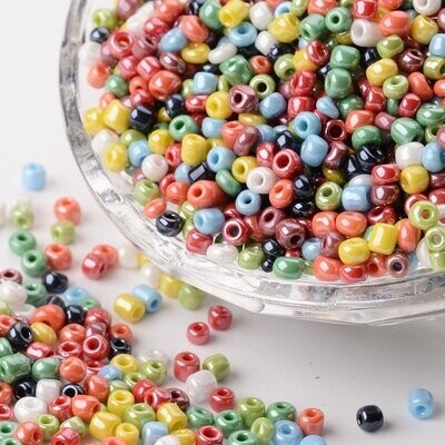 Seed Beads in Mixed Colours with Pearl Lustre, Size 8, 3mm