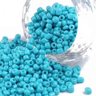 Seed Beads in Opaque Turquoise, Size 8, 3mm