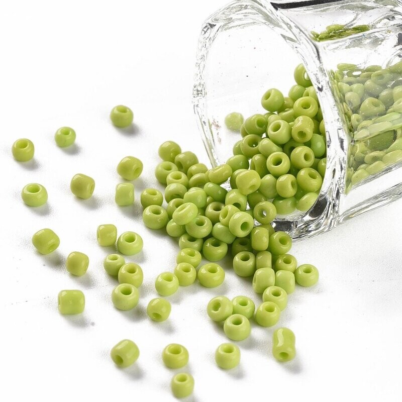 Seed Beads in Lime Green, Size 8, 3mm