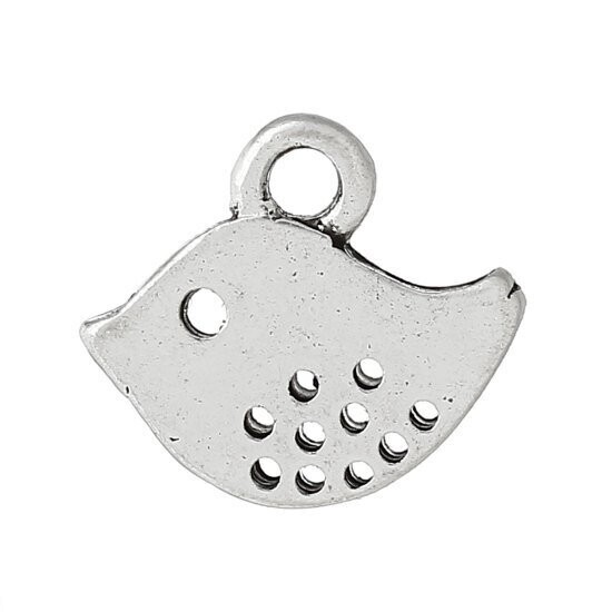 Antique Silver Bird Charm, 11x10mm