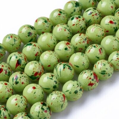 30 x 10mm Painted Glass Beads in Lime