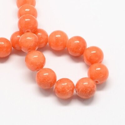 Dyed Jade in Coral/Orange, 6mm, 1 Strand