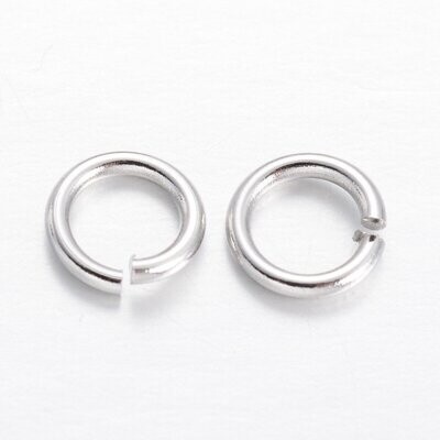 50 x Silver Plated Open Jump Rings, 6mm x 1mm