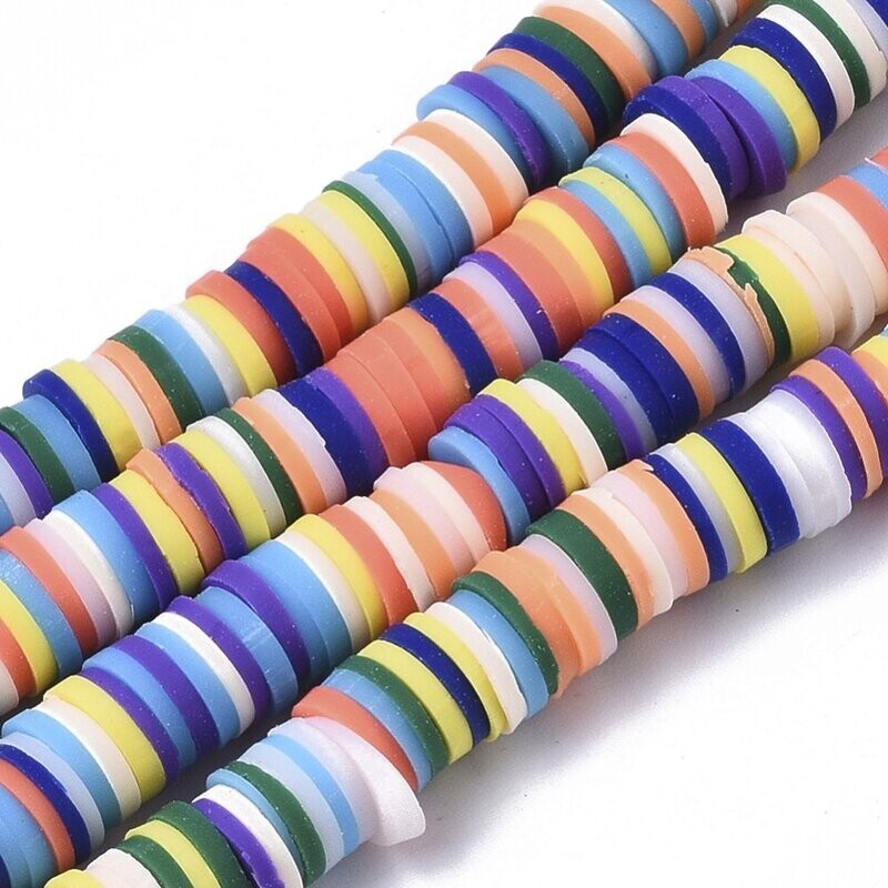 Polymer Clay Heishi Bead Strand, Mixed, 6mm