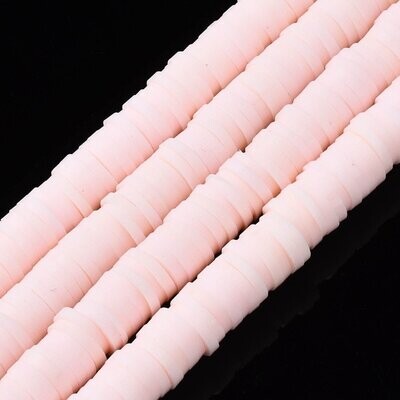 Polymer Clay Heishi Bead Strand, Light Pinky/Peach, 6mm