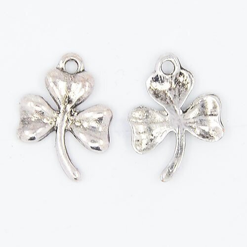 Silver Shamrock Charm, 19x14mm