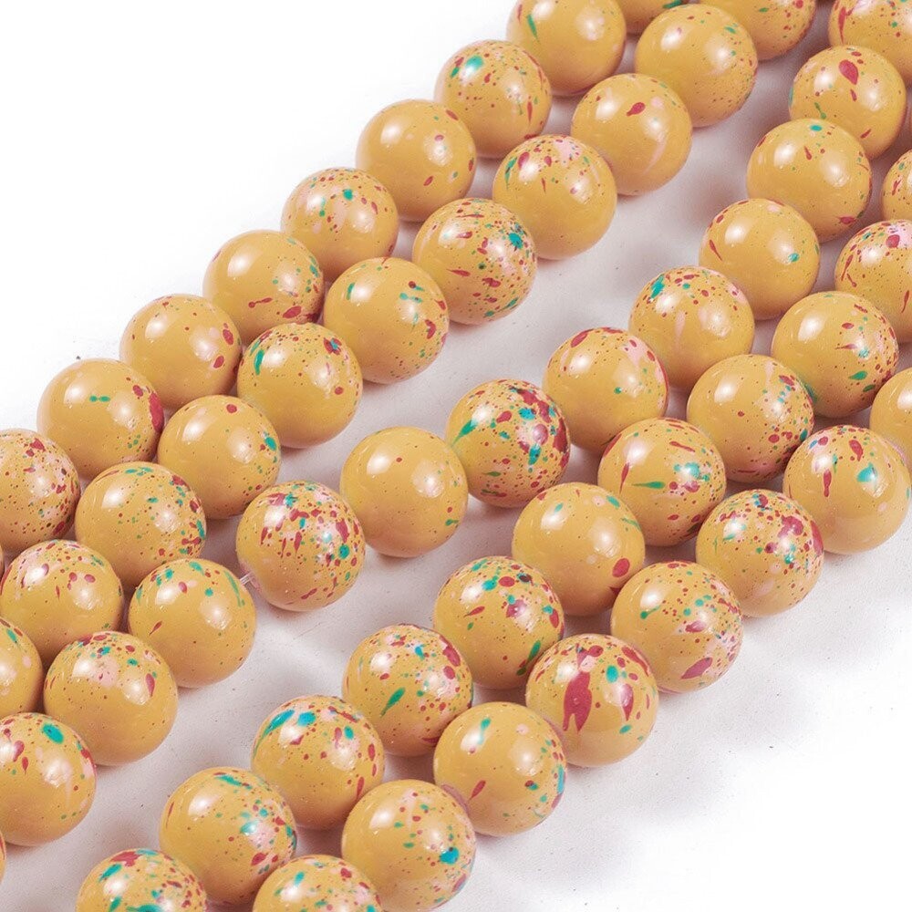 30 x 10mm Painted Glass Beads in Peachy/Orange