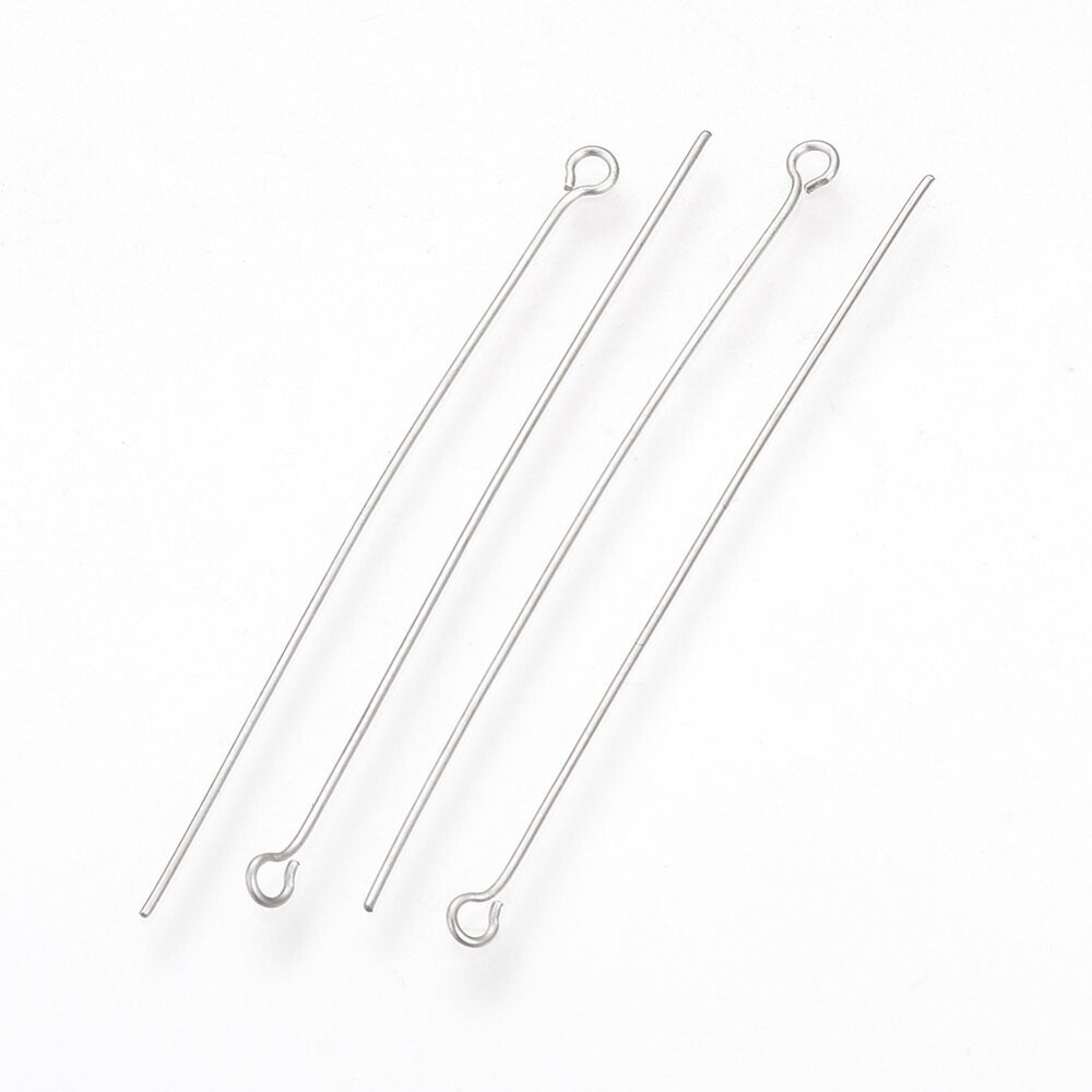 50 x Stainless Steel Eye Pins 50mm x 0.7mm