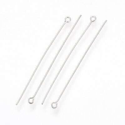 50 x Stainless Steel Eye Pins 50mm x 0.7mm