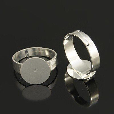 5 x Silver Plated Ring Bases, 12mm