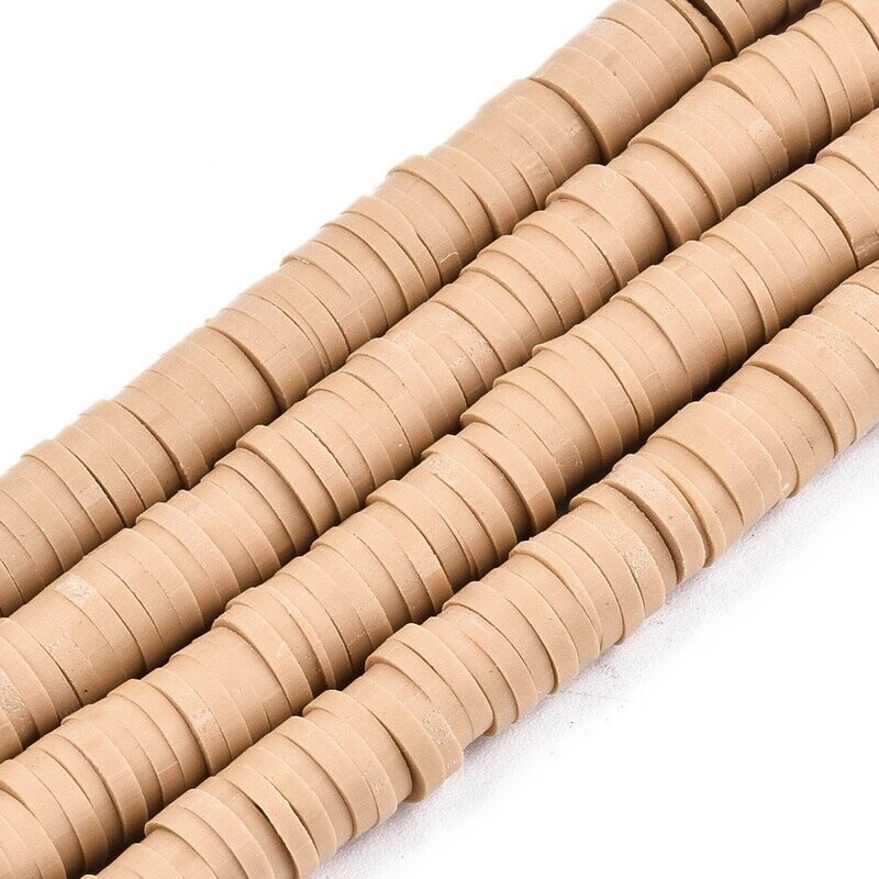Polymer Clay Heishi Bead Strand, Light Coffee, 6mm