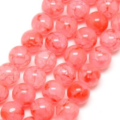 6mm Crackle Glass in Hot Pink Imitation Agate