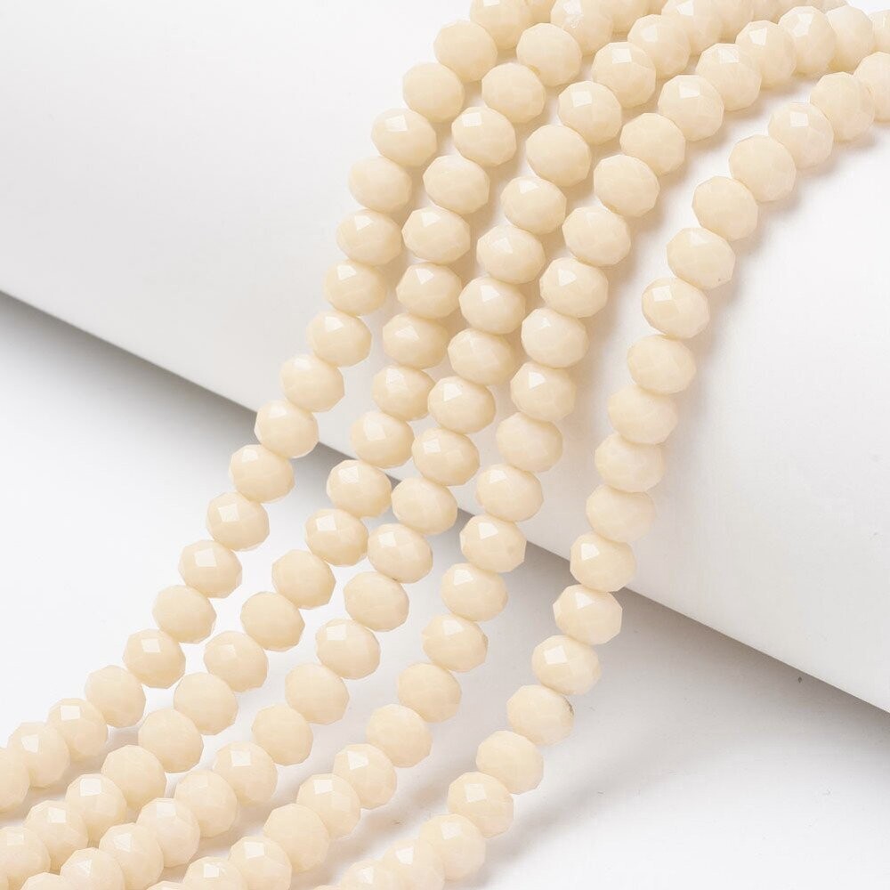4x3mm Faceted Glass Rondelles in Pale Peach, 1 Strand