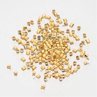 100 x Gold Plated Crimp Tubes, 2x2mm