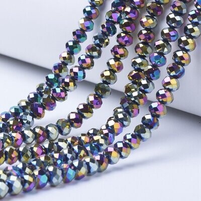 50 x 8x6mm Electroplated Crystals in Multi-Coloured