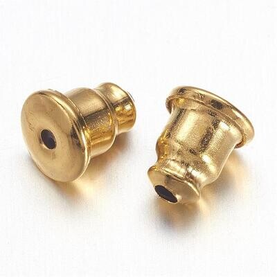 50 x Gold Plated Earring Backs, 5x5mm