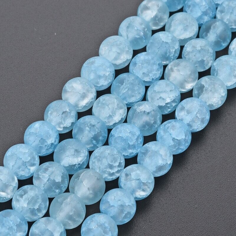Frosted Crackle Glass Beads,  8mm, 1 Strand