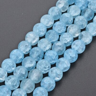 Frosted Crackle Glass Beads, 8mm, 1 Strand