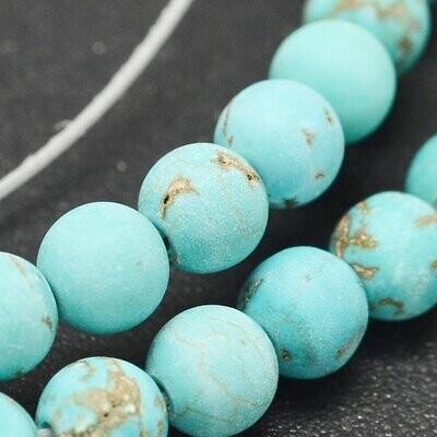 Frosted Turquoise Natural Magnesite Beads, 6mm, 1 Strand