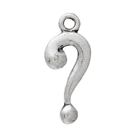 Antique Silver Question Mark Charm, 18x7mm