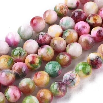 Natural Dyed Jade, Multi-Coloured, 6mm, 1 Strand
