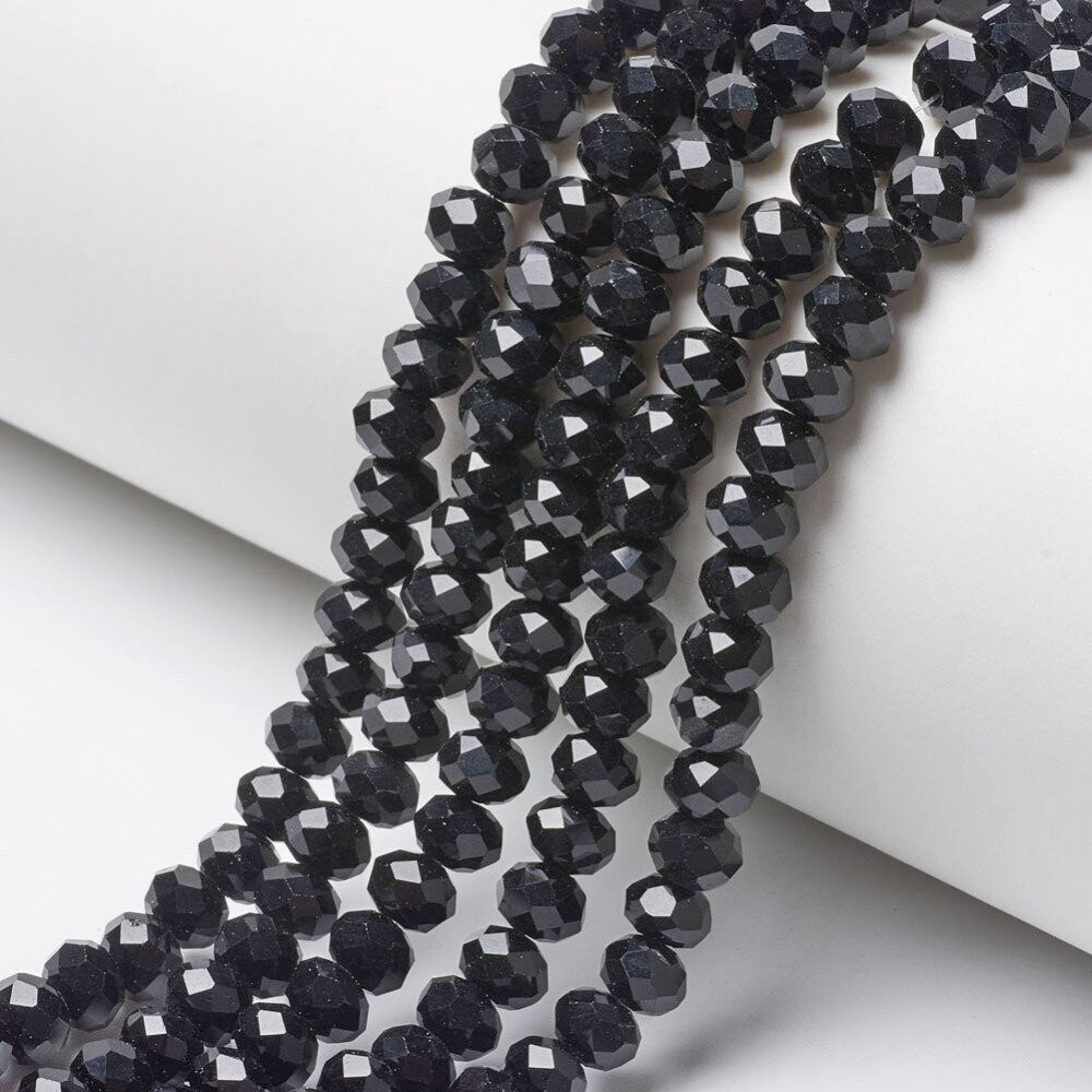50 x 8x6mm Electroplated Crystals in Black