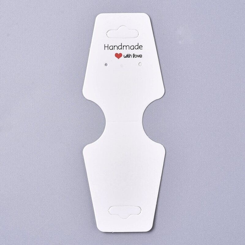 10 x Necklace Hanging Display Cards White , 'Handmade with Love', 120x45mm