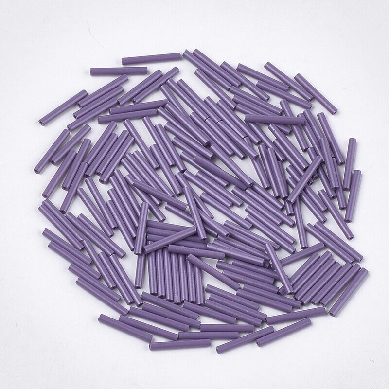 Opaque Purple Glass Bugle Beads, 15mm