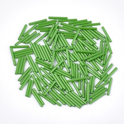 Opaque Green Glass Bugle Beads, 15mm