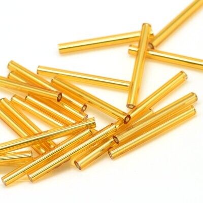 Metallic Gold Glass Bugle Beads, 15mm