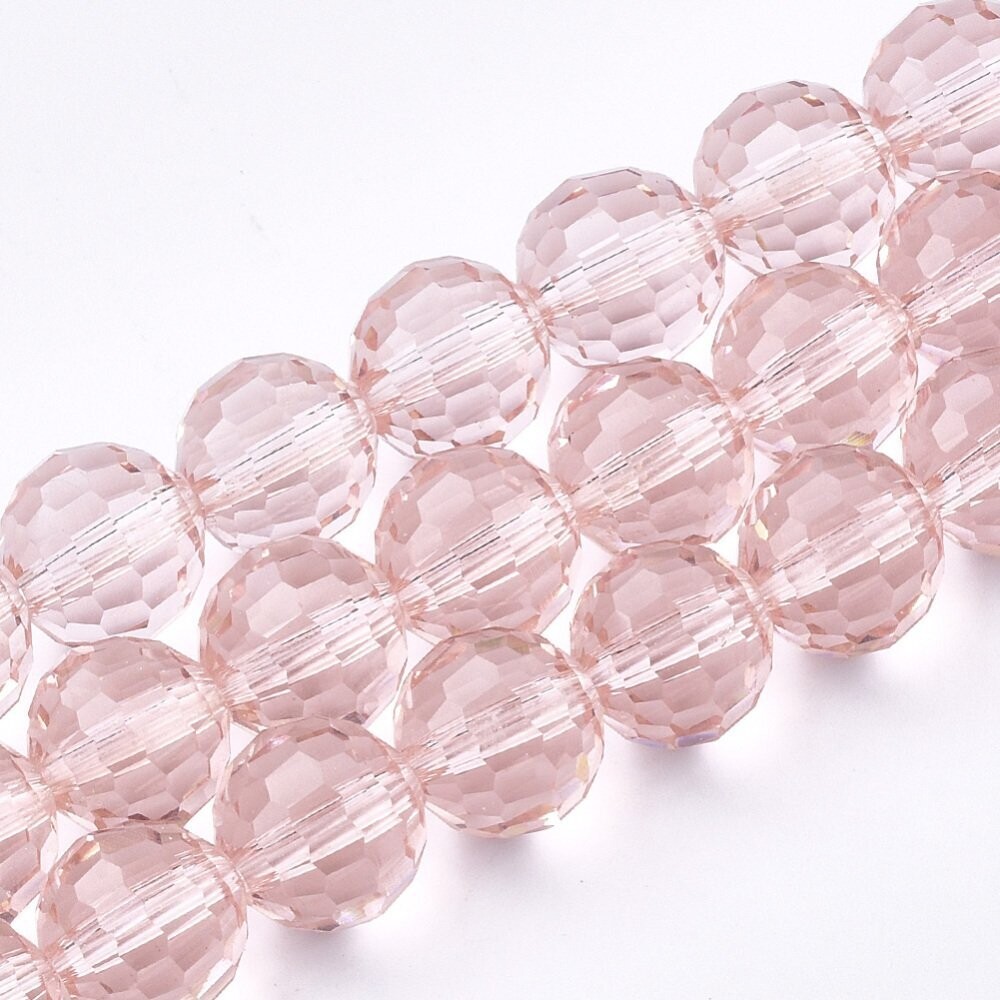 30 x 10mm Electroplated Faceted Glass Beads in Pink