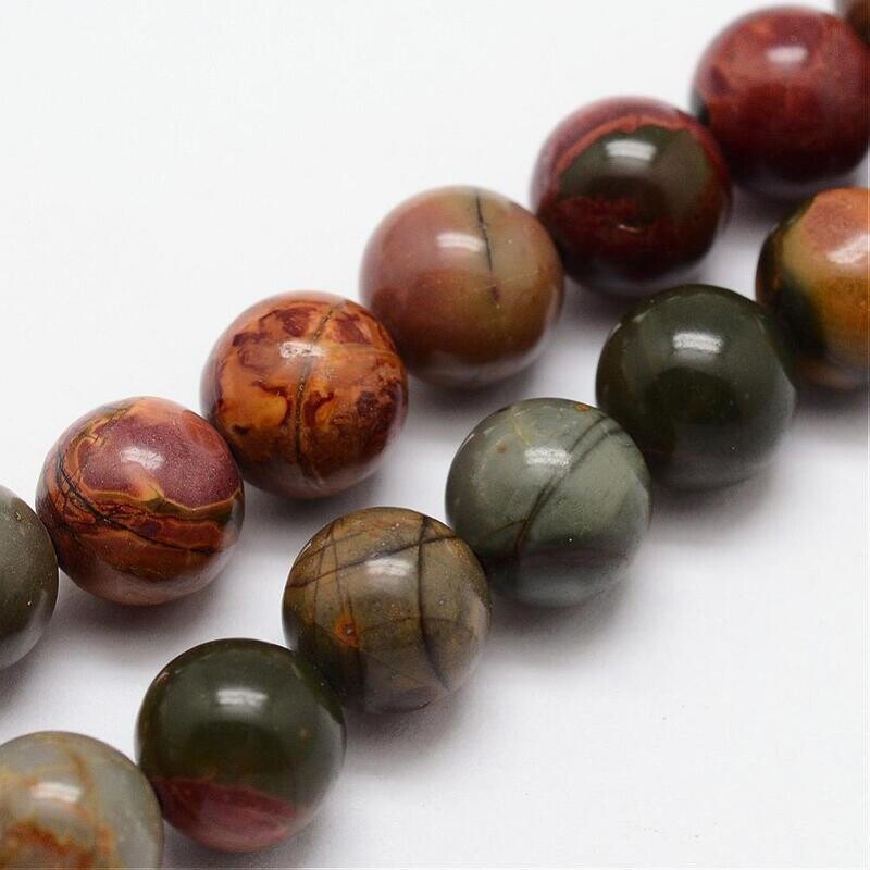 Natural Picasso Jasper Beads, 6mm, 1 Strand