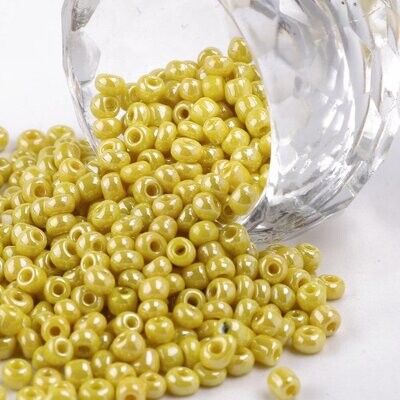 Seed Beads in Opaque Mustard, Size 8, 3mm