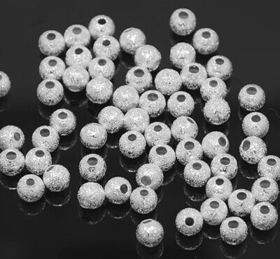 4mm Brushed Silver Plated Beads, 11g