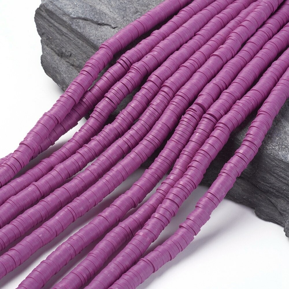 Polymer Clay Heishi Bead Strand, Orchid, 6mm