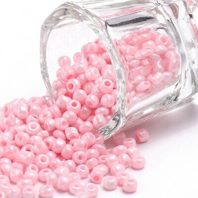 Seed Beads in Opaque Baby Pink, Size 8, 3mm