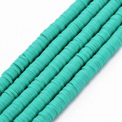 Polymer Clay Heishi Bead Strand, Sea Green/Turquoise, 6mm