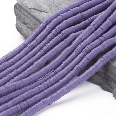 Polymer Clay Heishi Bead Strand, Purple, 6mm